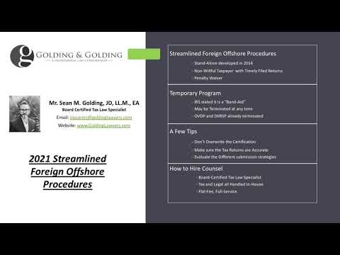 2021 Streamlined Foreign Offshore Procedures SFOP