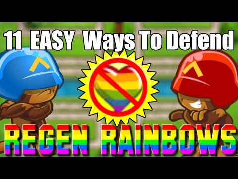 11 Ways to EASILY Defend Regrow Regen Rainbows! (Bloons TD Battles Mobile)