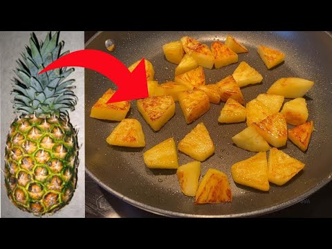 Fried Pineapple! 🍍 Got pineapple? Cook it on a frying pan! Easy sauteed pineapple recipe, so good!