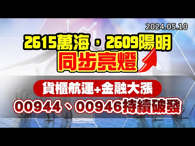 20240510《股市最錢線》#高閔漳 2615萬海，2609陽明同步亮燈””貨櫃航運+金融大漲，00944、00946持續破發