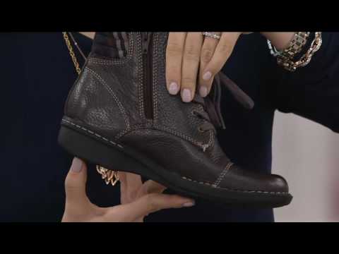 Clarks Leather Ankle Boots with Flannel Detail - Whistle Bea on QVC