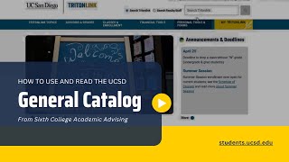 How to Use the UCSD General Catalog