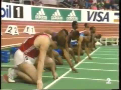 World Indoor Champ - Seville 1991 - 60m Final Cason Johnson Christie Surin