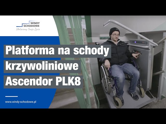 Platforma schodowa dla osób niepełnosprawnych firmy Ascendor, model PLK8