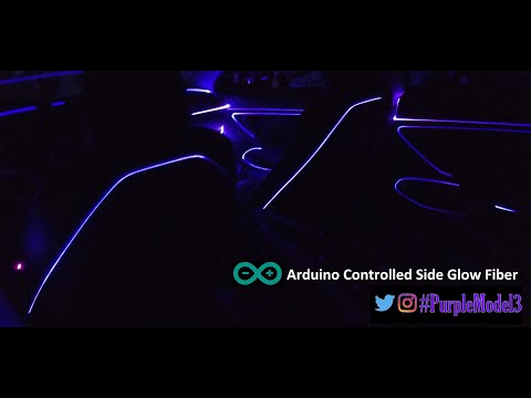 Arduino Controlled Side Glow Fibers, in a Purple Tesla Model 3 - Install