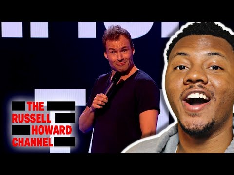 AMERICAN REACTS To Simon Talbot On Translating Jokes From Danish To English | Russell Howard
