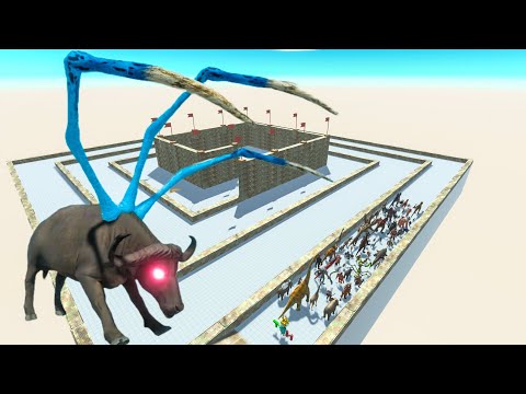 Escape From Alien Buffalo - Last Survivor - Zig Zag Course - Animal Revolt Battle Simulator