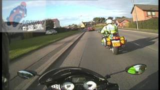 preview picture of video 'Police bikes Riding the East March B6461 Kelso to Swinton road  8 of 10'