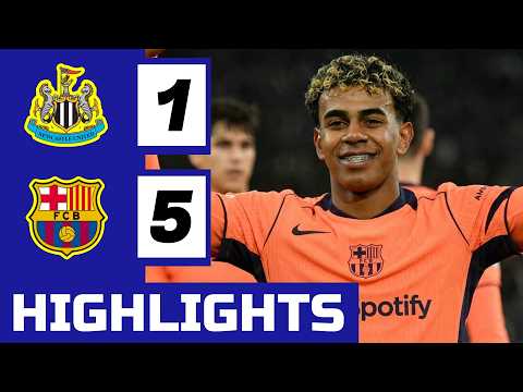 Newcastle Vs Barcelona 1-5 | Round of 16 UEFA Champions League 2026 | Lamine Yamal Brace | Ilustrasi