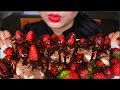 ASMR CHOCOLATE CHEESE CAKE STRAWBERRIES EATING SOUNDS NO TALKING