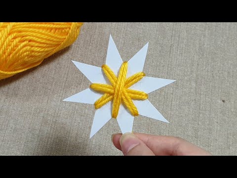 Amazing Flower Craft Ideas with Woolen yarn - Hand Embroidery Easy Trick - Super Easy Flower Making