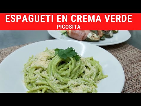 Espagueti en crema verde.- RecetasdeLuzMa