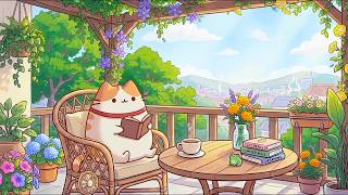 Cozy Balcony Garden with Mochi Cat 🐱 Dreamy Lofi Beats for Reading & Studying 📚 Escape Stress