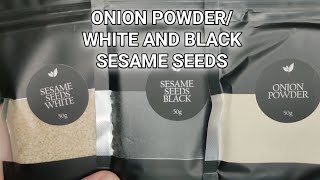 UNBOXING ONION POWDER/WHITE AND BLACK SESAME SEEDS
