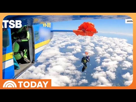 Skydiver Dangles From Plane as Parachute Gets Caught on Wing