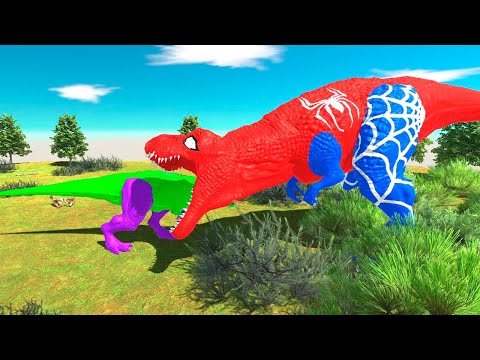 GIANT SPIDER-MAN VS GOBLIN. T-REX VS T-REX - Animal Revolt Battle Simulator