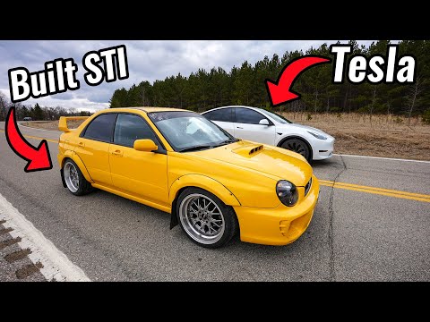 Wrx Owner Breaks Car Trying to Race Tesla