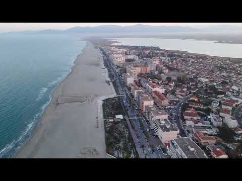 Beautiful Canet-en-Roussillon beach in France/ Drone capture