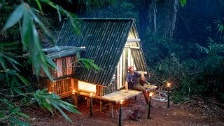 Download lagu 3Hari Bangun Rumah Bambu segitiga Diguyur Hujan Deras! 🌧️ || Seru Banget Berkemah di Tengah Hutan 🏕️ mp3