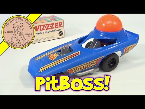 Pit Boss Spin Buggy Dragster Car and Orange Wiz-z-zer Top, Mattel Toys - Wizzzer