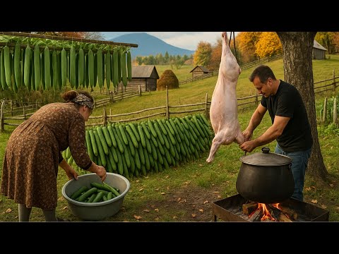 Autumn in Azerbaijani Mountains 🍂 | Whole Lamb & Sponge Gourd Feast