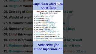 Very Important Questions always ask in interview for Civil/Site Engineer)/Supervisor