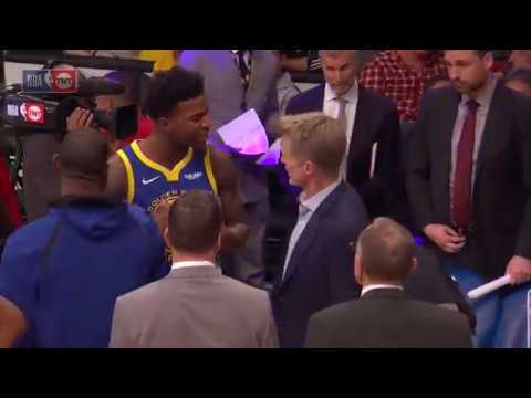 Steve Kerr and Jordan Bell HAVING A HEATED ARGUMENT!