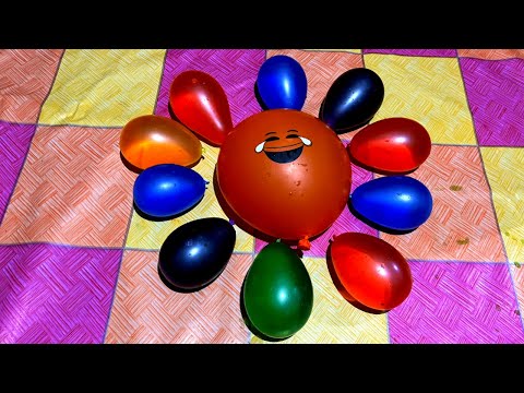 ASMR Beautiful Smile Balloon and Water Colorful of Mini Rainbow Balloons Pop Reverse Satisfying
