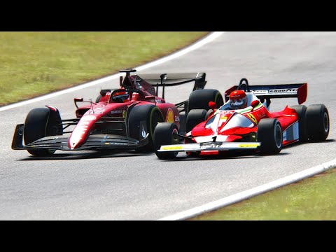 Ferrari F1 2022 F1-75 vs Ferrari Experimental 6 Wheels 76 at Monza