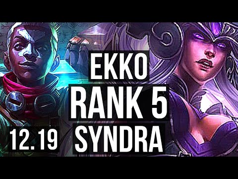 EKKO vs SYNDRA (MID) | Rank 1 Ekko, Rank 5, 13/1/5, Legendary | KR Challenger | 12.19