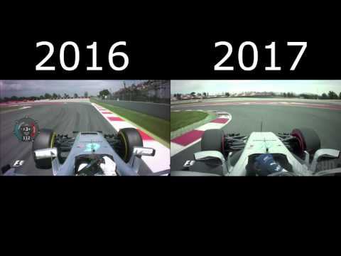 [HD] F1 2016 vs 2017 On-board comparison Mercedes Hamilton vs Bottas Spain, Barcelona