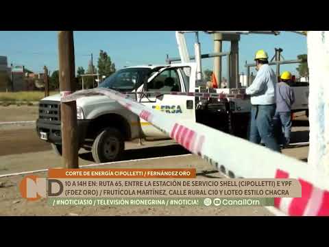 Viernes con corte programado de energía en Cipolletti, Fernández Oro y Mencué