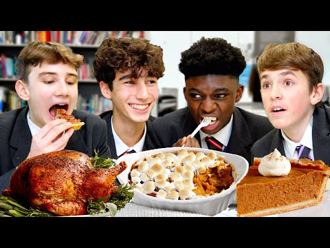 British Highschoolers try Thanksgiving Dinner for the First Time!