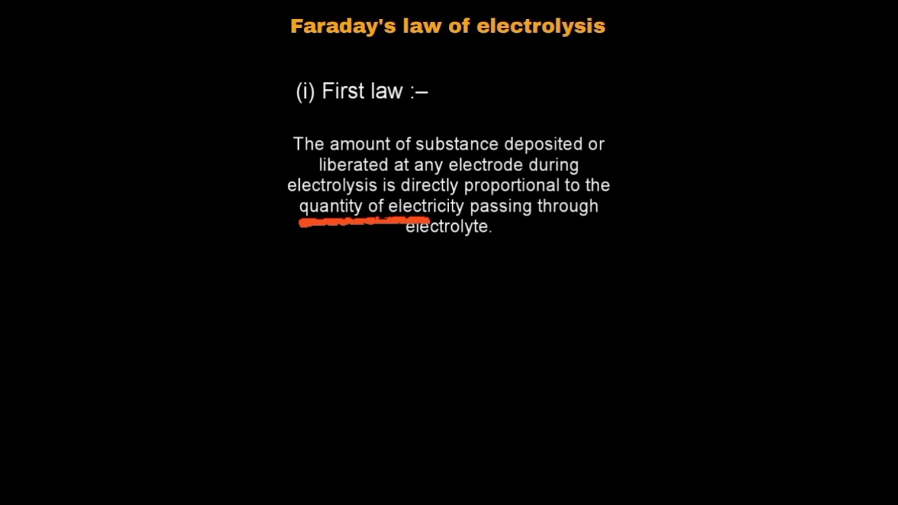 Faraday's Law of Electrolysis #electrochemistry #electrolysis #faradayslaw #cells #class12