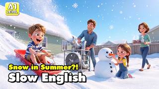 Snow in Summer?! Dad Built a Snow Machine | Slow English Listening for Beginners (A1 - A2)