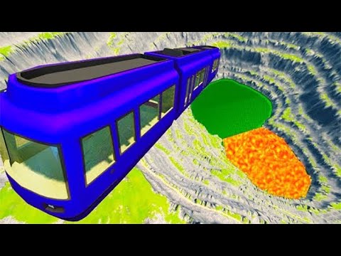 BeamNG drive - Jumping In Volcano Car Jumps, Bridge Jumping, SchoolBus Crashes 2 |BeamNG-Destruction