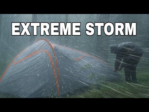 Solo Camping in a Violent Storm | Extreme Heavy Rain Hits the Tent