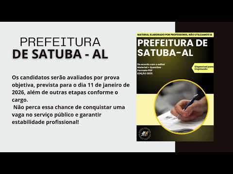 Apostila PREFEITURA DE SATUBA AL 2025 Professor de Ensino Fundamental II (matemática)