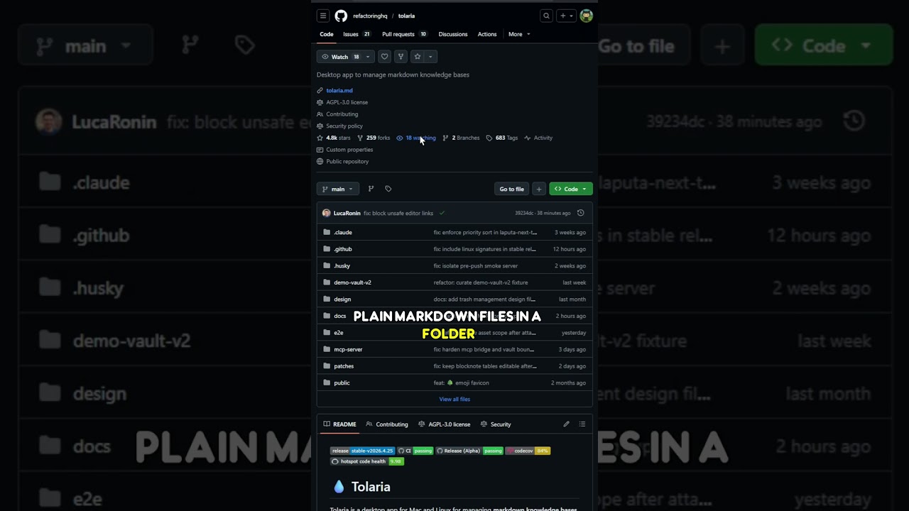 Tolaria: an offline-first Markdown knowledge base with a built-in MCP server