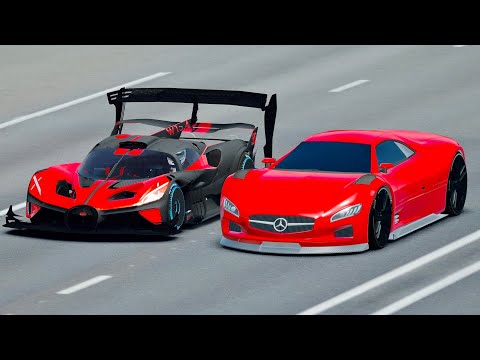Bugatti Bolide GTR Concept vs Mercedes CLK GTR 2022 Concept - Drag Race 20 KM