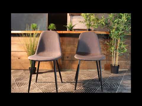 MILAN-Eames Style Dark Grey Fabric Dining Chair With Black Metal Legs