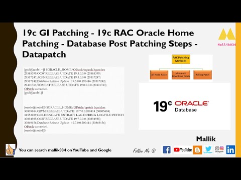 19c GI Patching 19c RAC Oracle Home Patching Database Post Patching Steps Datapatch