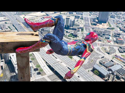 GTA 5 Iron Spiderman Falling off Highest Buildings - Episode 09 (Euphoria Ragdolls)