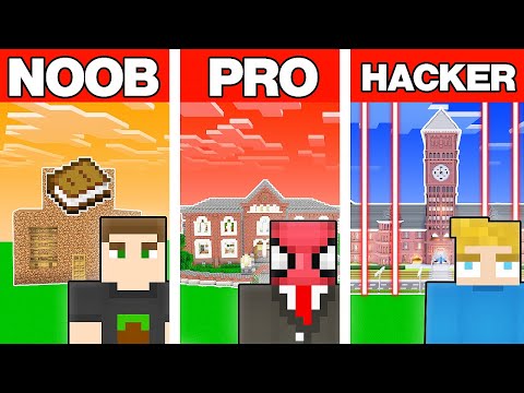 NOOB VS PRO VS HACKER OKUL YAPI KAPIŞMASI - Minecraft