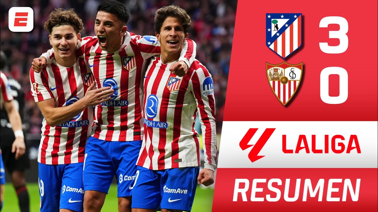 ATLÉTICO DE MADRID NO TUVO PIEDAD Y GOLEÓ 3-0 AL SEVILLA DE MATÍAS ALMEYDA | Resumen | La Liga
