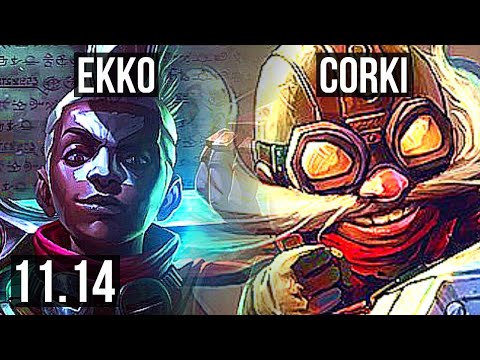 EKKO vs CORKI (MID) | 6.0M mastery, 2500+ games, 14/3/10, Legendary | EUW Challenger | v11.14