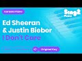 Ed Sheeran, Justin Bieber - I Don't Care (Karaoke Piano)