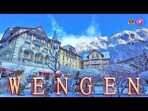 WENGEN SCHWEIZ ✨ Wandertour durch verschneites Bergdorf 4K