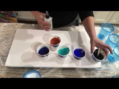 #68. It’s a play day!  Fluid acrylic pour with soft body paint.