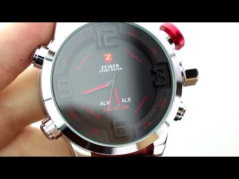 Unboxing Herrenuhr ZEIGER Digital Analog Uhr Leder Herren Quarzuhr LED Licht